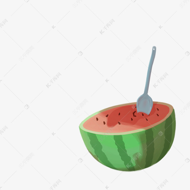 用勺子挖西瓜免扣图