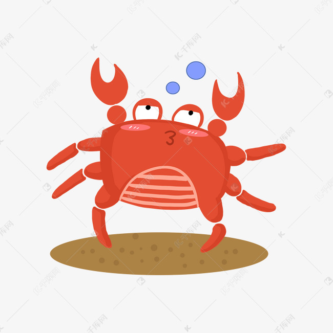 红色吐泡泡螃蟹