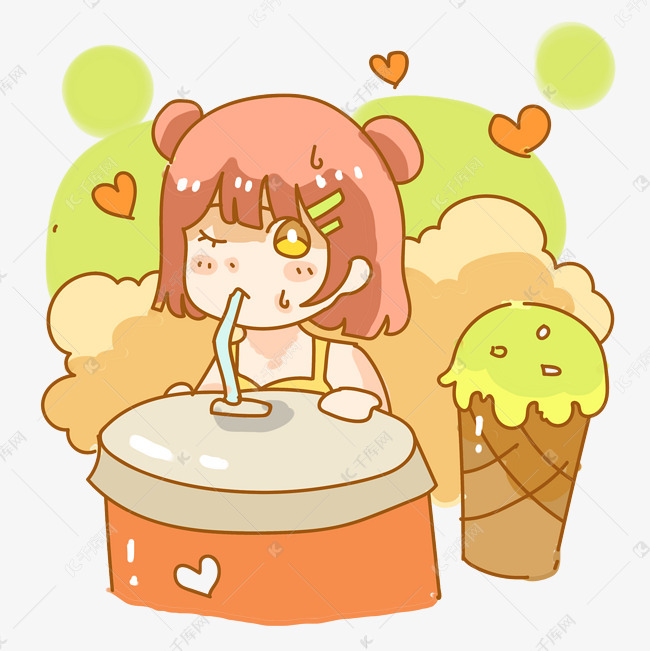 夏天喝饮料少女发型脸窄女生图片
