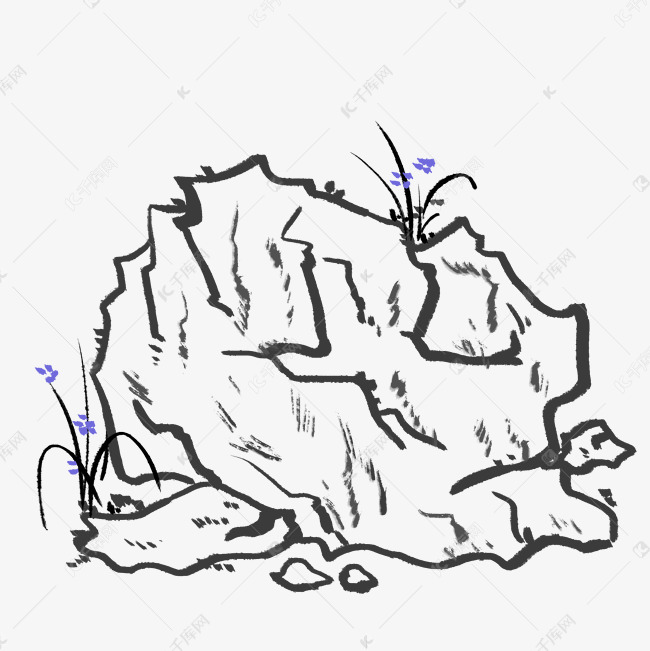 水墨山石石头装饰