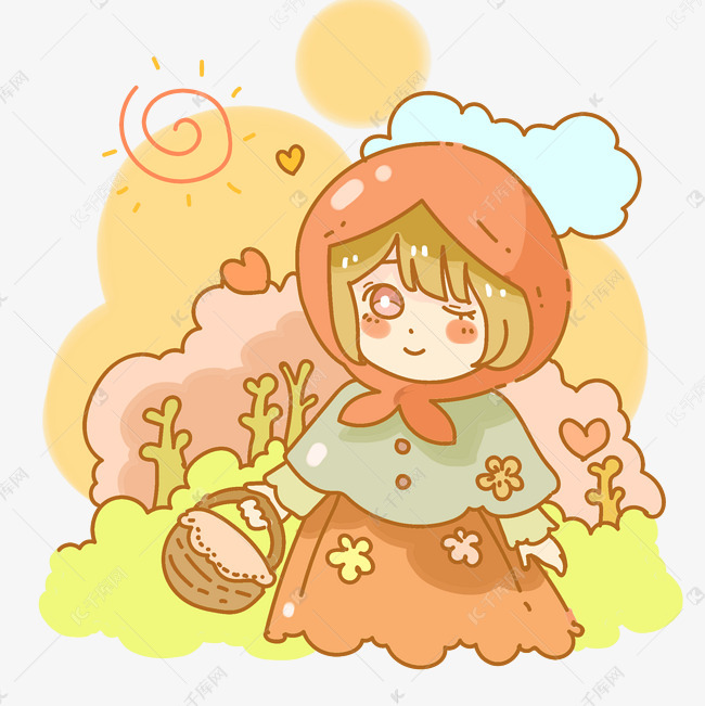 可爱卡通小红帽女孩