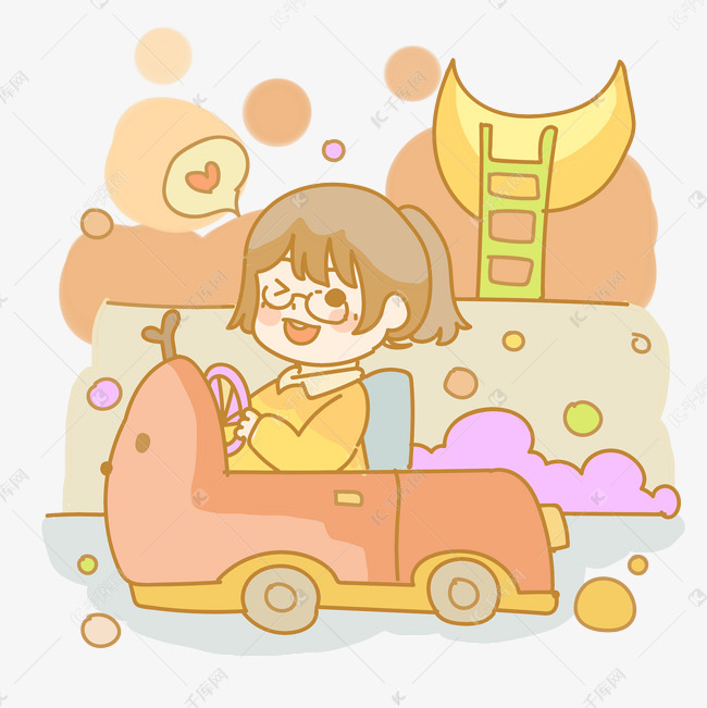 可爱开车小女孩