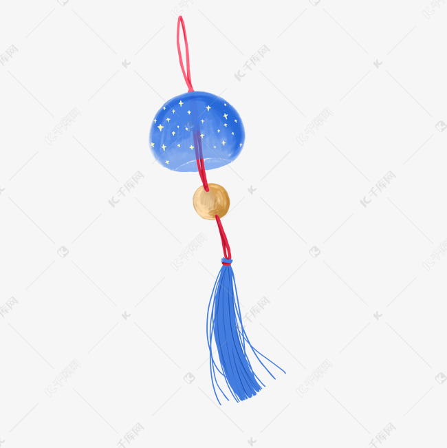 蓝色星星流苏风铃png