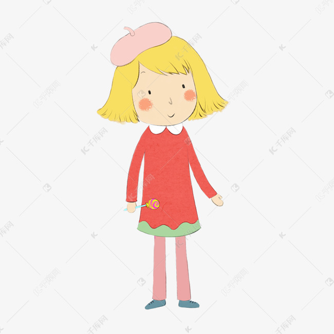 红色衣服可爱小女孩