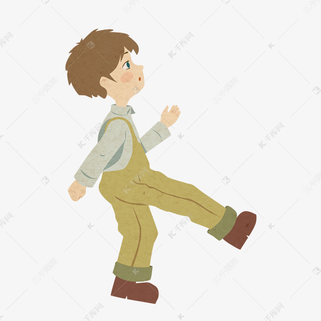 儿童节黄色手绘卡通教育行业走路帅气小男孩素材图片免费下载-千库网