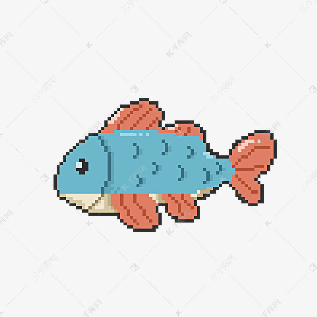 像素风蓝色鱼