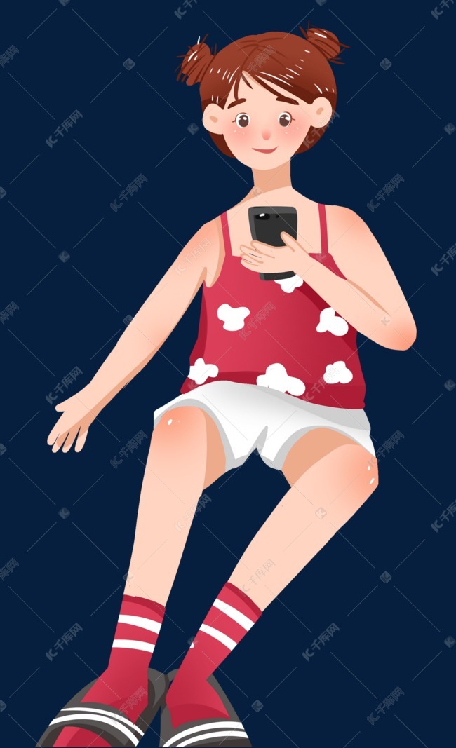 玩手机的卡通人物