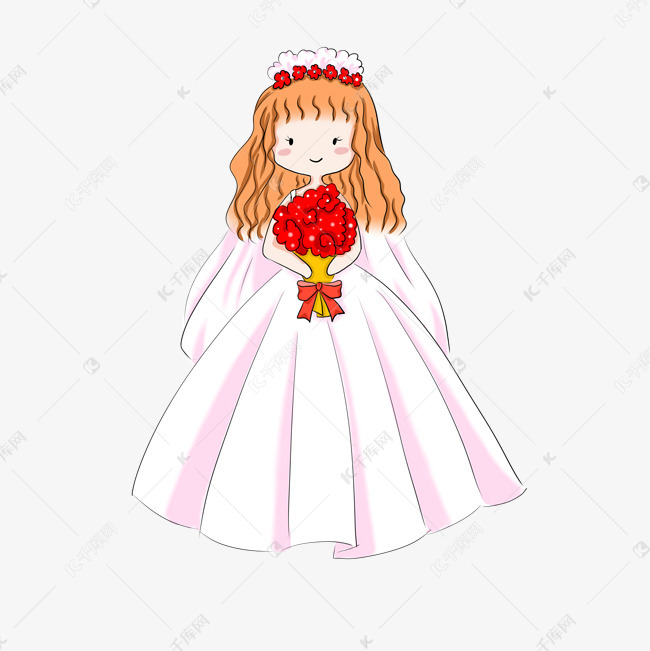 手绘七夕卡通新娘