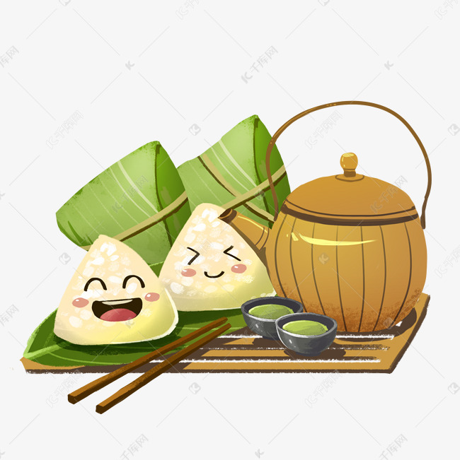 端午节绿色手绘元素粽子