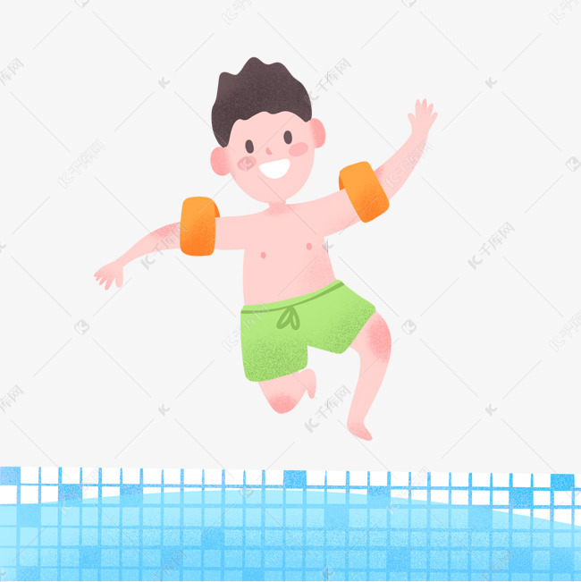 可爱男孩夏日跳水