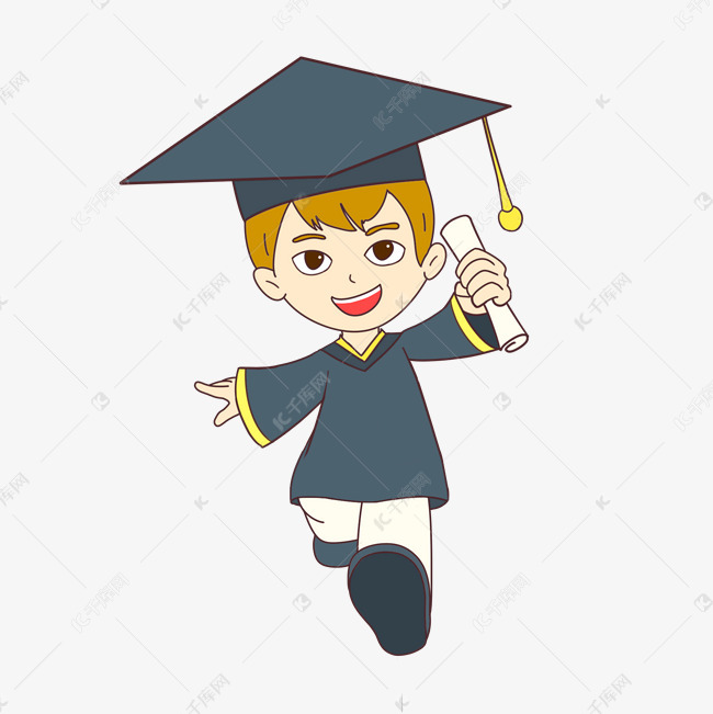 毕业季可爱男生学士帽