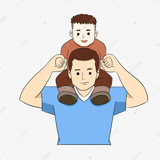父亲节淡色调儿子坐在爸爸肩膀上