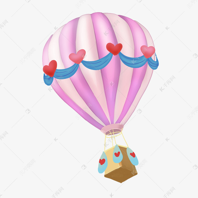 粉色爱心热气球
