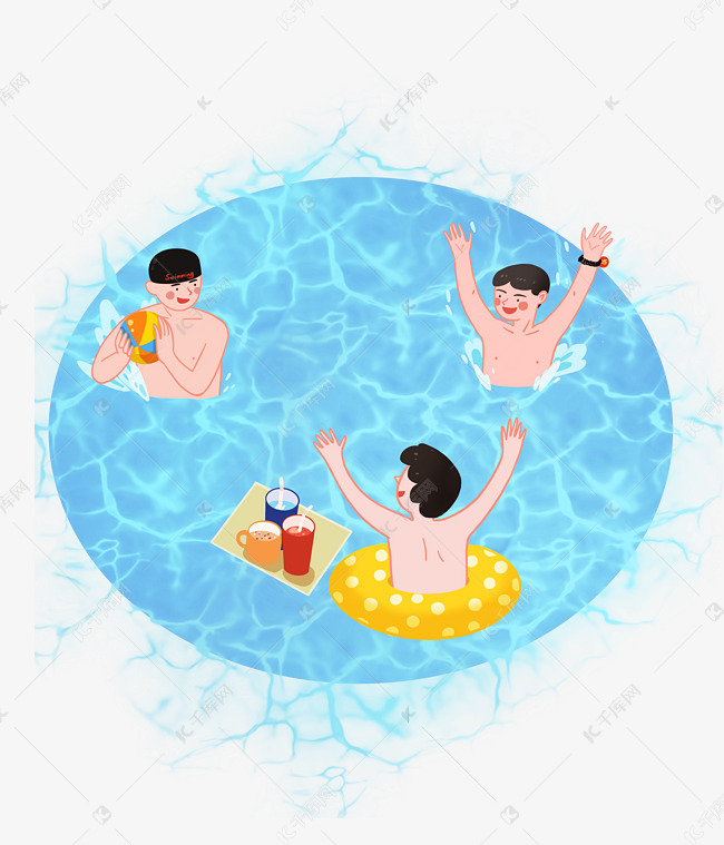 夏日泳池游泳夏天快乐男孩