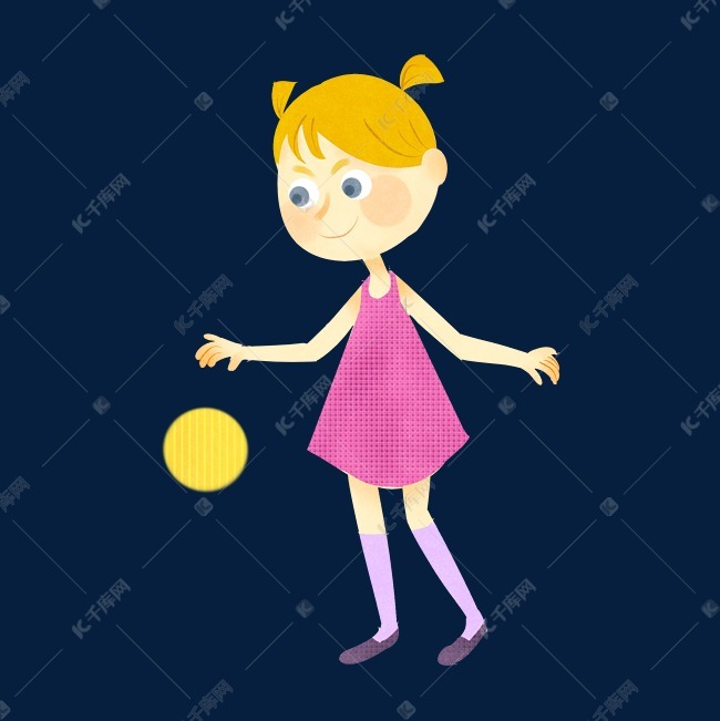 拍皮球女孩儿童