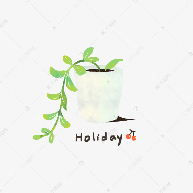 ins风植物盆栽手绘