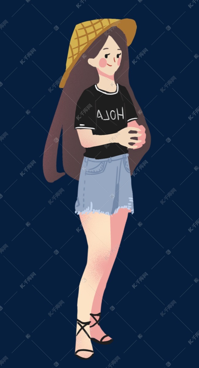 戴帽子的卡通女孩