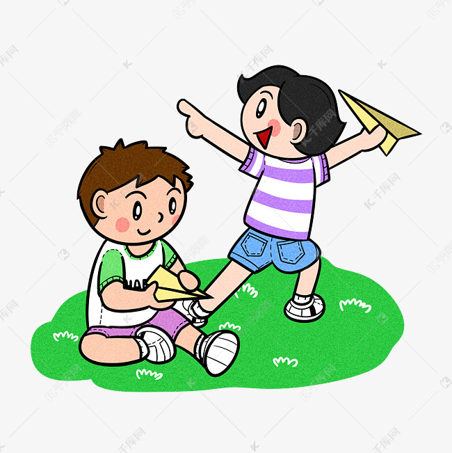 儿童节小朋友玩纸飞机