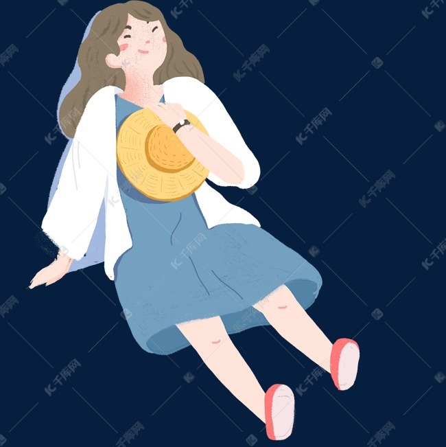躺着的卡通女孩素材图片免费下载-千库网