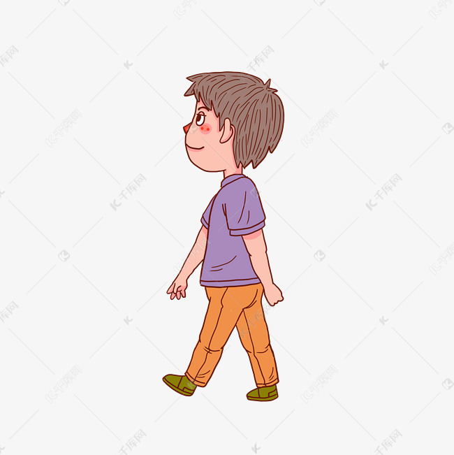 卡通人物溜达男孩