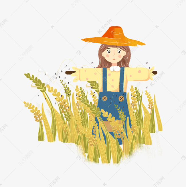 麦田里的稻草人素材