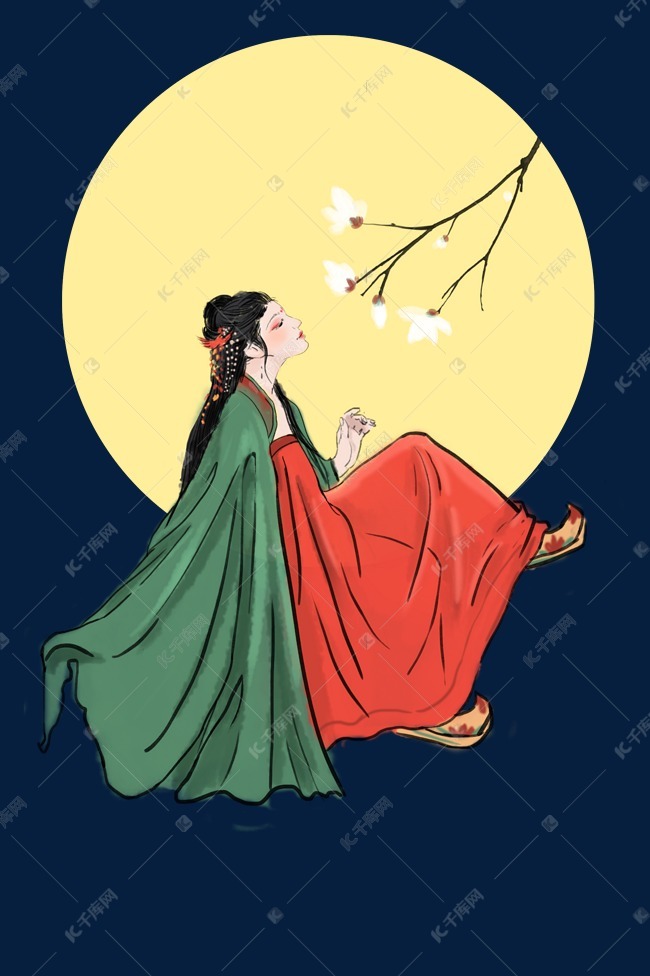 中秋月亮古风美人