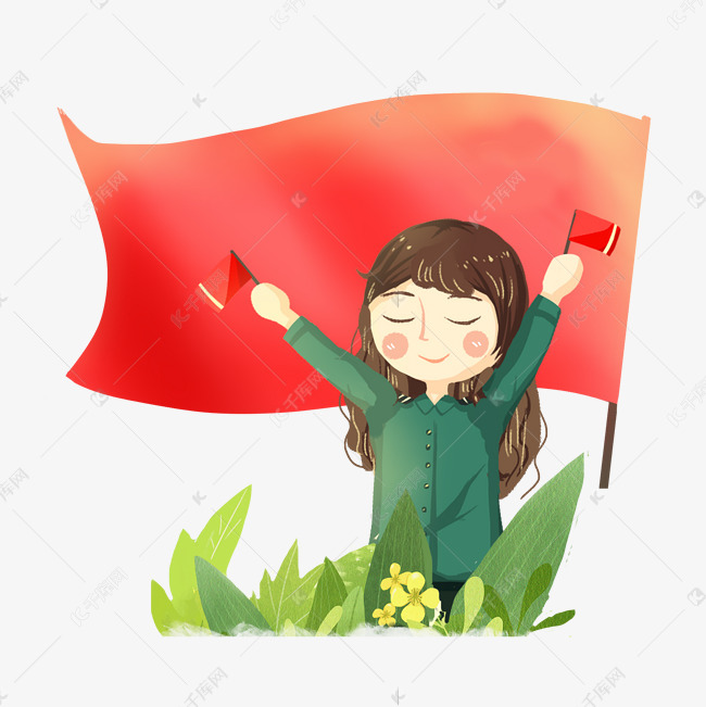 八一建军节举旗子女孩