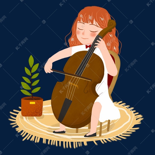 假期大提琴培训女孩png素材