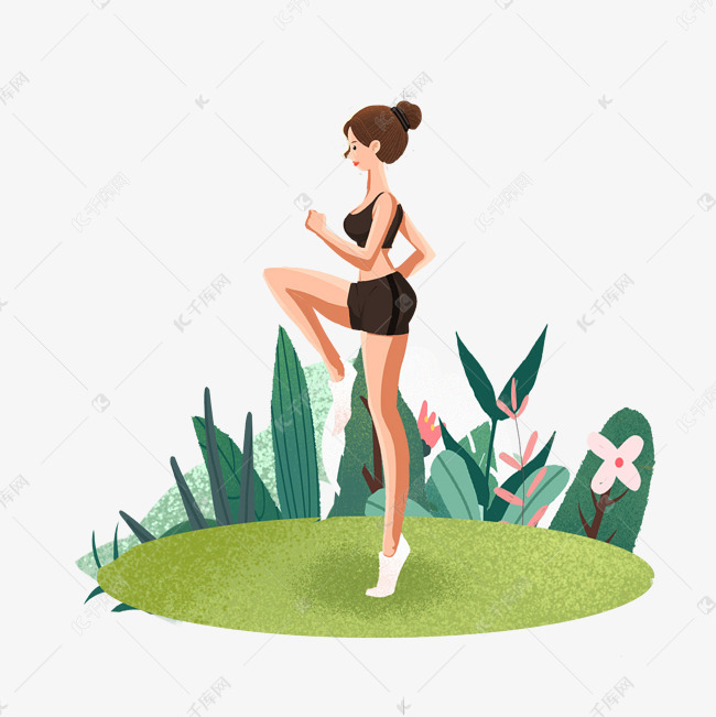 坚持晨跑锻炼身体的女孩png素材