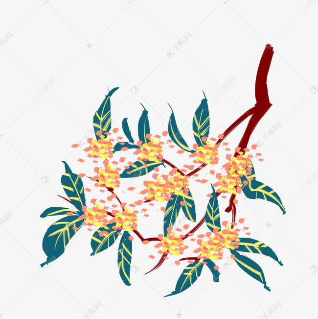 绿色树枝桂花