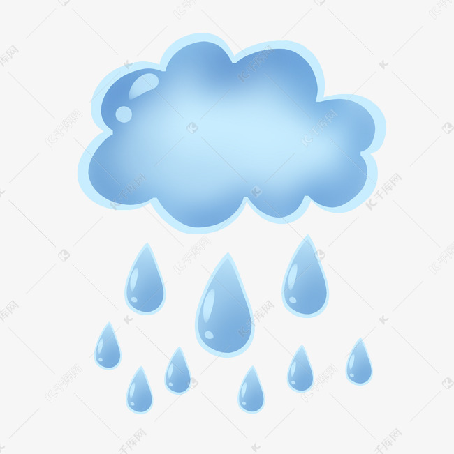 蓝色云朵和雨