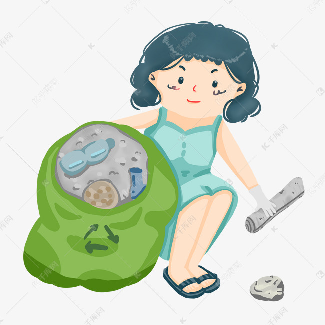 捡垃圾环保女孩