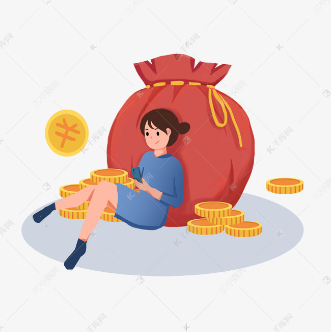 金融理财女孩金猪金币素材