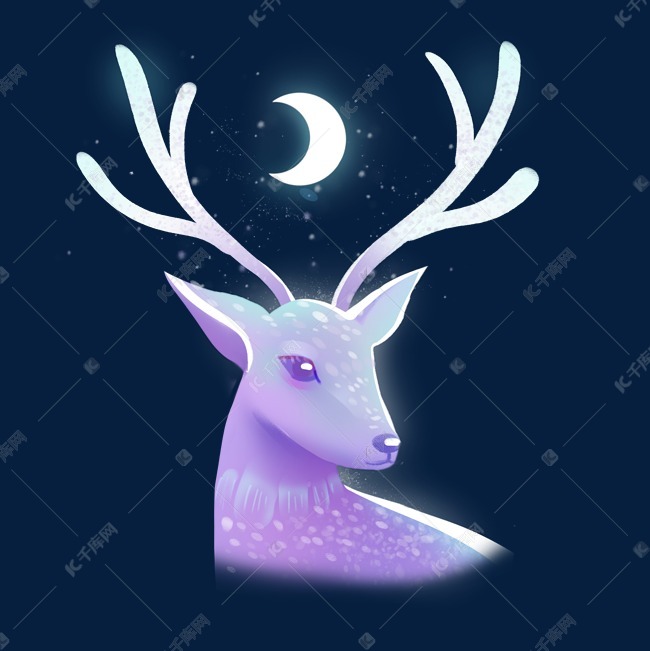 梦幻动物蓝色星空小鹿