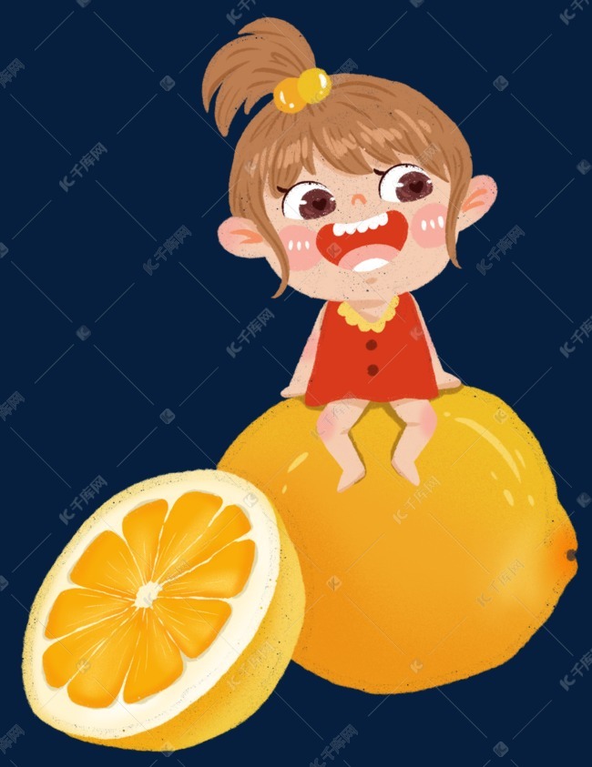 黄色小清新柠檬女孩