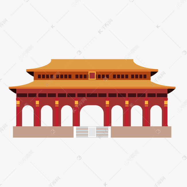 中国风红色建筑