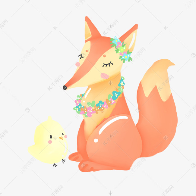 黄色小鸡可爱狐狸