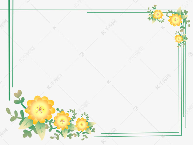 黄色小清新花朵装饰边框纹理