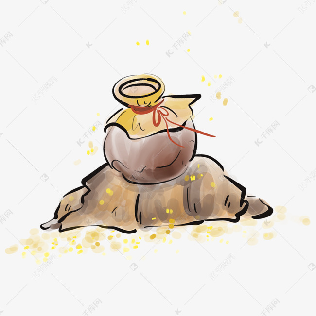 中秋节国画水墨酒坛