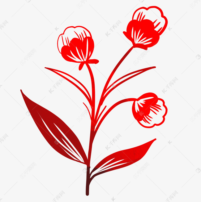 花卉植物剪纸素材图片免费下载-千库网