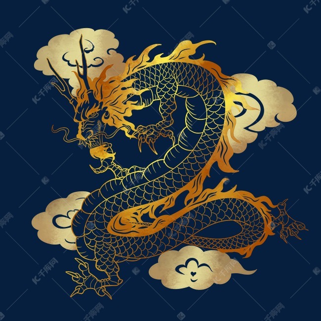 金色翔龙剪纸