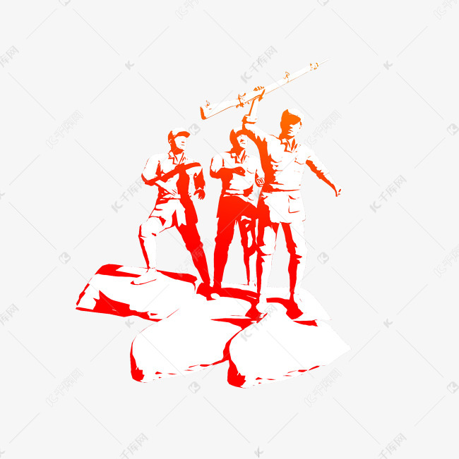 抗战人物剪影png图