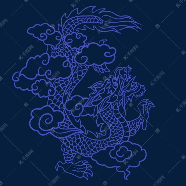 中国风蓝色龙纹