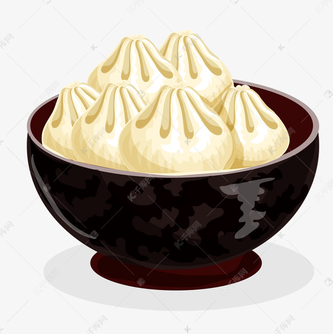 卡通手绘面食包子
