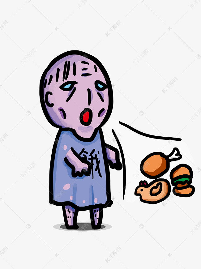 中元节鬼节q版漫画风格饿死鬼