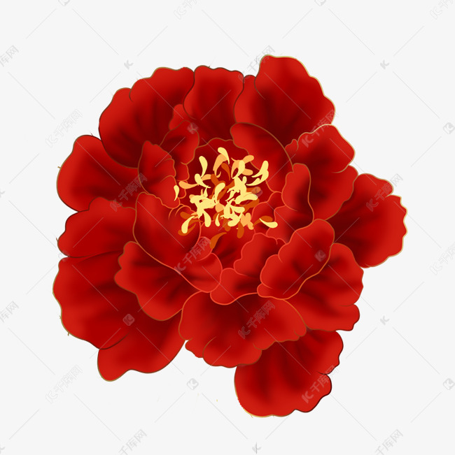 富贵喜庆红色牡丹花卉素材图片免费下载-千库网