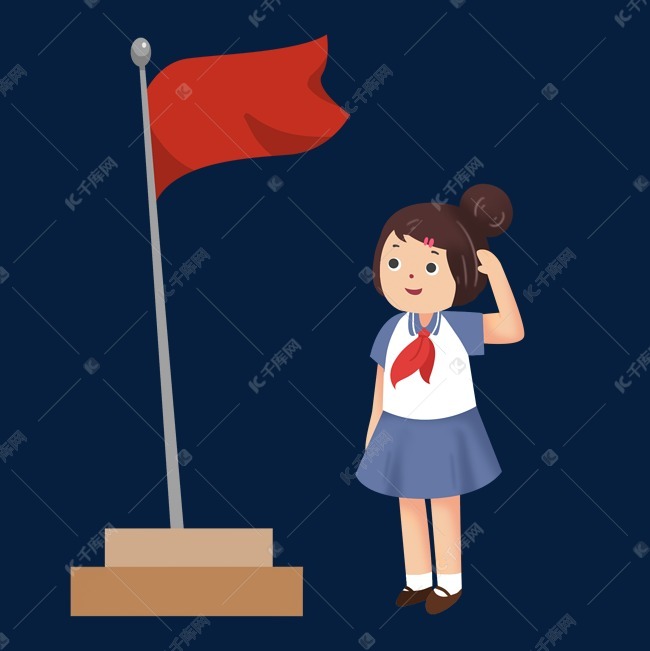 开学季女孩升旗敬礼素材