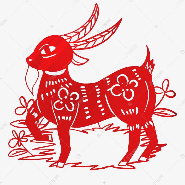 小羊动物剪纸