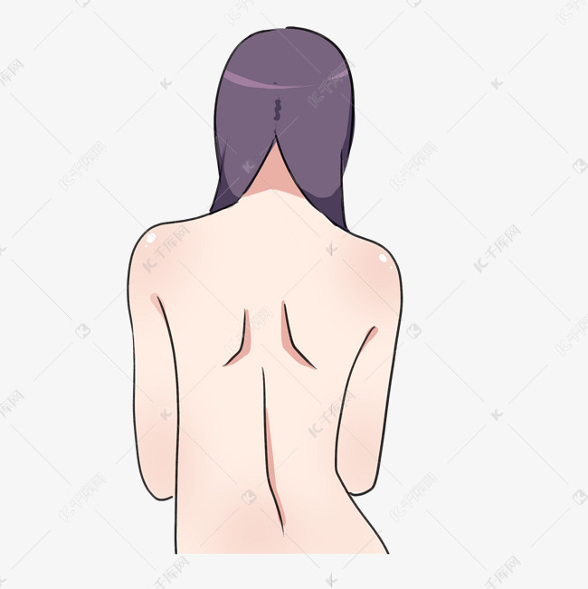 紫色长发女性美背