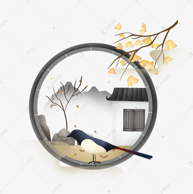 古风秋天庭院